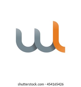 initial letter wl modern linked circle round lowercase logo orange gray