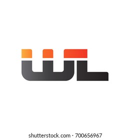 Initial letter WL, straight linked line bold logo, gradient fire red black colors