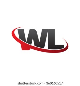 initial letter WL swoosh ring company logo red black