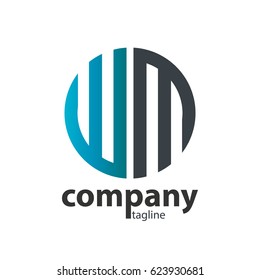 Initial Letter WM With Linked Circle Logo