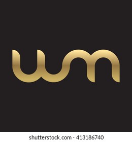 initial letter wm linked round lowercase logo gold black background