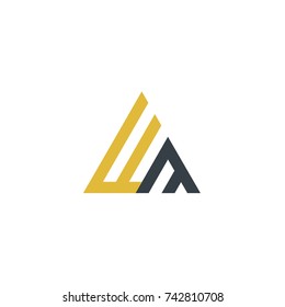 Initial Letter WM Linked Triangle Design Logo