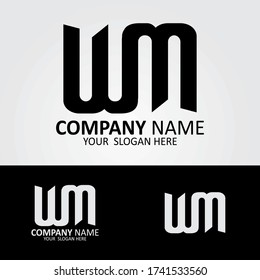 Diseño de logotipo WM de carta inicial