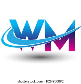 initial letter WM logotype company name colored blue and magenta swoosh design. vector logo for business and company identity.
