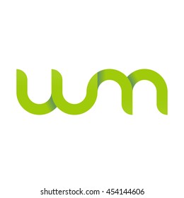 initial letter wm modern linked circle round lowercase logo green