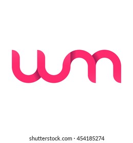 initial letter wm modern linked circle round lowercase logo pink