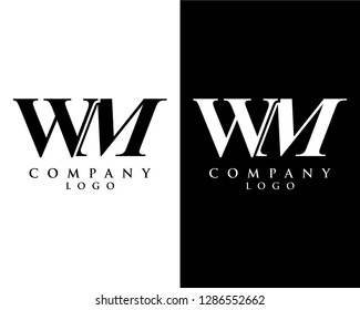 initial letter wm, mw logotype company name black and white design. vector logo for business and company identity