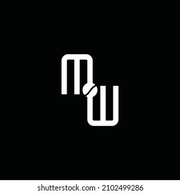 Initial letter WM MW minimalist concept logo, black and white. Monogram.