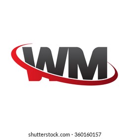 initial letter WM swoosh ring company logo red black