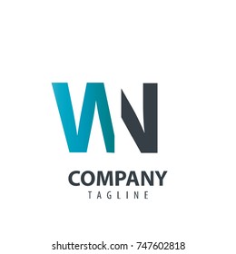 Initial Letter WN Design Logo