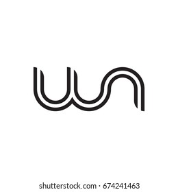 Initial letter wn, linked outline rounded lowercase, monogram black