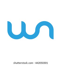 initial letter wn linked round lowercase logo blue
