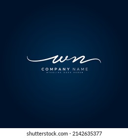 Initial Letter WN Logo - Handwritten Signature Logo