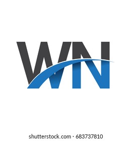 initial letter WN logotype company name colored blue and grey swoosh design. vector logo for business and company identity
