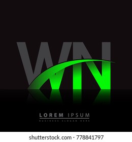 initial letter WN logotype company name colored green and black swoosh design. vector logo for business and company identity.
