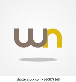 Initial letter WN lowercase logo design template brown coffee dark orange