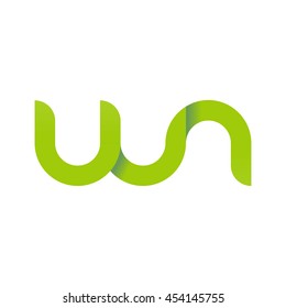 initial letter wn modern linked circle round lowercase logo green