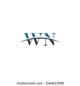 Initial letter WN, overlapping movement swoosh horizon logo company design inspiration in blue and gray color vector