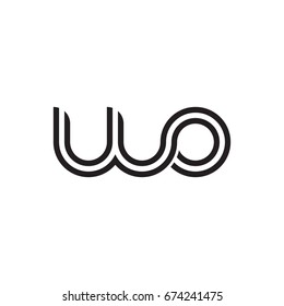 Initial letter wo, linked outline rounded lowercase, monogram black