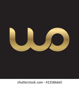initial letter wo linked round lowercase logo gold black background