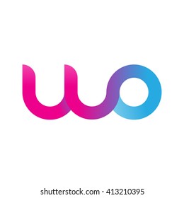 initial letter wo linked round lowercase logo pink blue purple