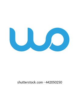 initial letter wo linked round lowercase logo blue