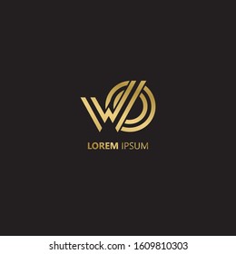 Initial Letter WO linked uppercase overlap modern gold logo vector design template. Suitable for business, consulting group company.
