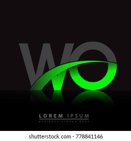 initial letter WO logotype company name colored green and black swoosh design. vector logo for business and company identity.
