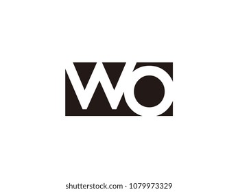 Initial letter wo lowercase logo black and white