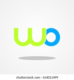 Initial letter WO lowercase logo design template leaf green blue lake