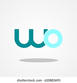 Initial letter WO lowercase logo design template teal blue sky