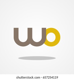 Initial letter WO lowercase logo design template brown coffee dark orange