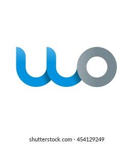 initial letter wo modern linked circle round lowercase logo blue gray