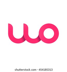 initial letter wo modern linked circle round lowercase logo pink