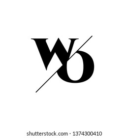 Initial Letter WO Monogram Sliced. Logo template isolated on white background