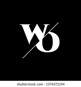 Initial Letter WO Monogram Sliced. Logo template isolated on black background