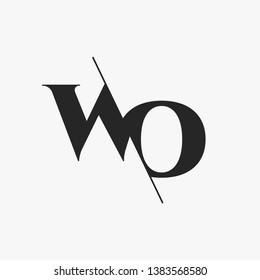 Initial Letter WO Monogram Sliced. Modern logo template isolated on gray background