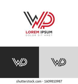 Initial Letter WP linked uppercase overlap modern logo design template. Suitable for business, consulting group company