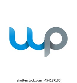 initial letter wp modern linked circle round lowercase logo blue gray