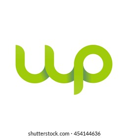 initial letter wp modern linked circle round lowercase logo green