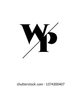 Initial Letter WP Monogram Sliced. Logo template isolated on white background