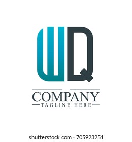 Initial Letter WQ Linked Box Design Logo