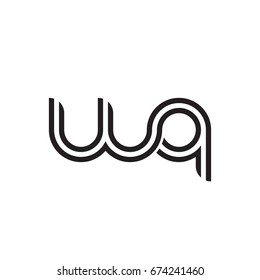 Initial letter wq, linked outline rounded lowercase, monogram black