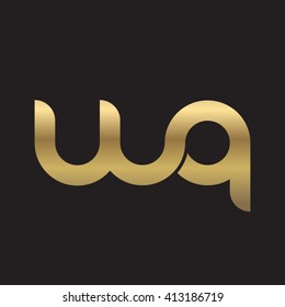 initial letter wq linked round lowercase logo gold black background