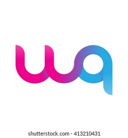 initial letter wq linked round lowercase logo pink blue purple