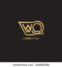 Initial Letter WQ linked uppercase overlap modern gold logo vector design template. Suitable for business, consulting group company.