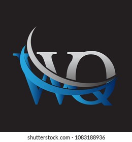 initial letter WQ logotype company name colored blue and grey swoosh design. vector logo for business and company identity.