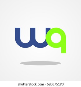 Initial letter WQ lowercase logo design template blue navy green 