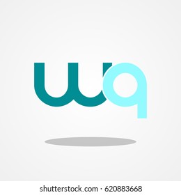 Initial letter WQ lowercase logo design template teal blue sky