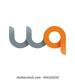 initial letter wq modern linked circle round lowercase logo orange gray